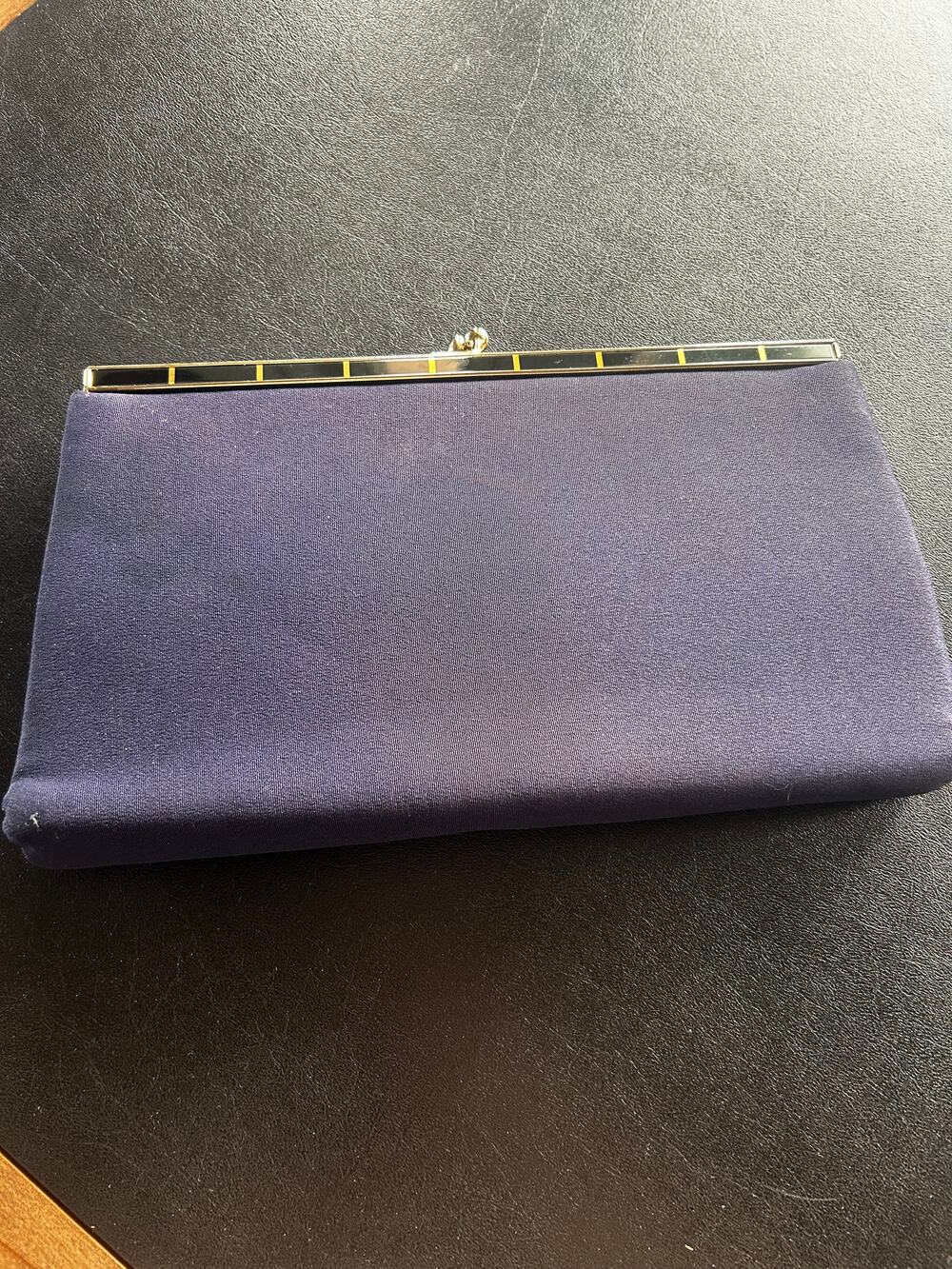 1950s Vintage Navy Satin Cocktail Purse Peck & Peck Fifth Avenue